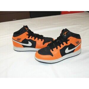 Nike Air Jordan 1 Retro Mid GS Cone Orange Shoes Sneakers Youth 7 7Y 554725-062